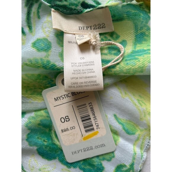 Dept. 222 Green & Yellow Floral Patterned Scarf/Shawl Wrap With Tassels - Picture 4 of 7